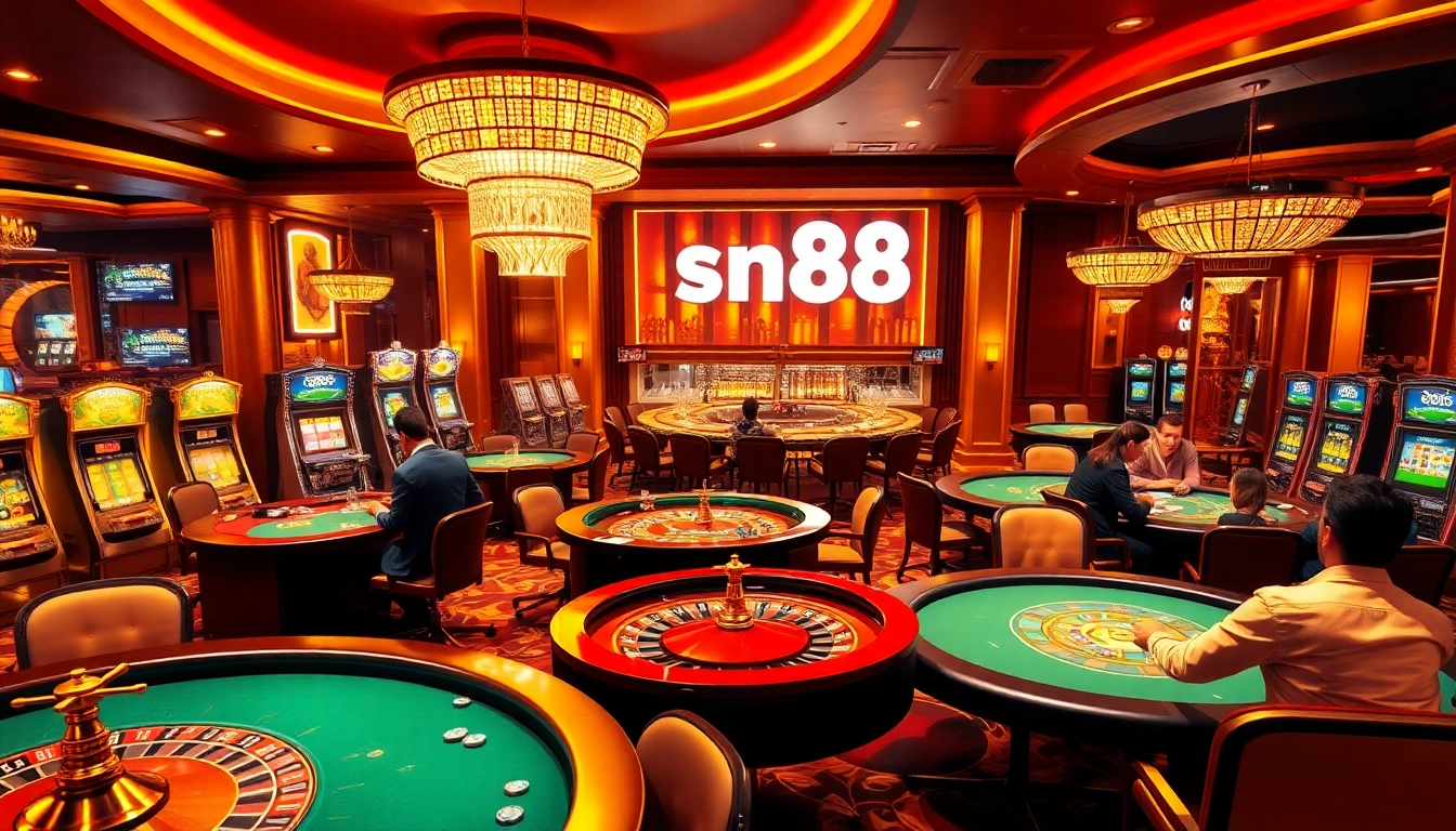 Players celebrate big wins at sn88 casino tables, showcasing exciting moments at poker and roulette.