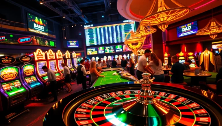 Players enjoying a thrilling night at the casino, expertly betting with ibet at the roulette table.