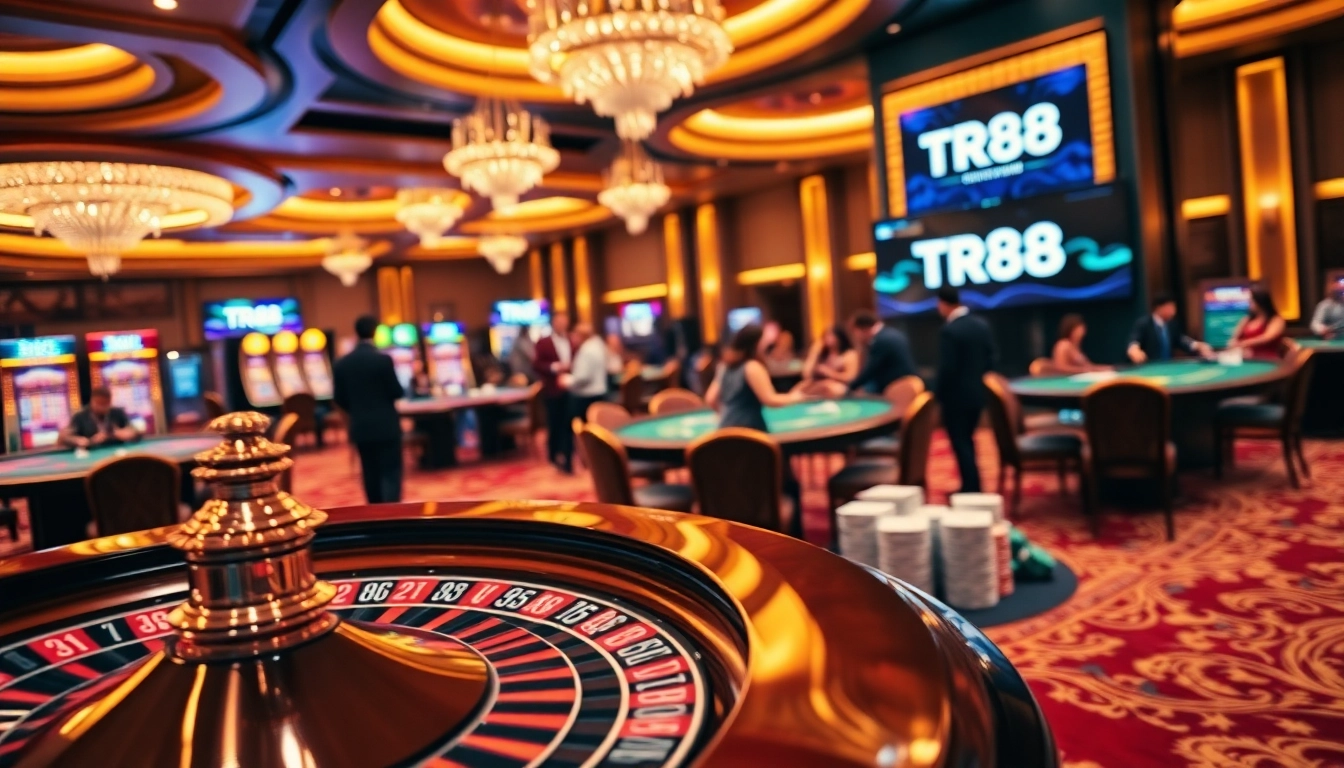 Experience the thrilling gameplay at TR88 Casino with lively roulette action and vibrant poker tables.