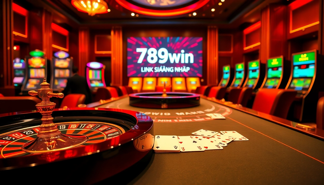 Experience the thrill of casino gaming with a vibrant view showcasing the 789win link đăng nhập banner amidst action.